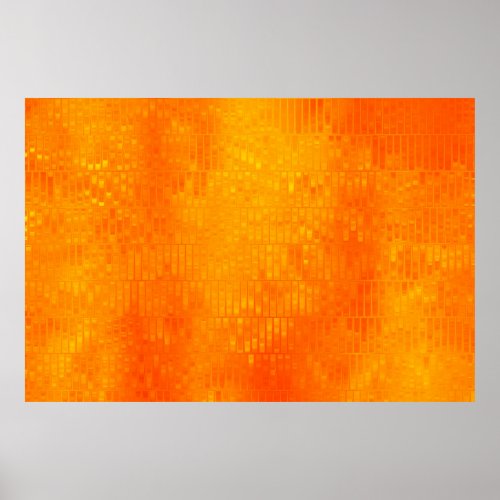 Bright abstract mosaic orange background with glos poster