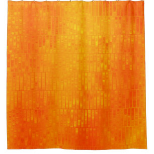 Bright abstract mosaic orange background with glos shower curtain