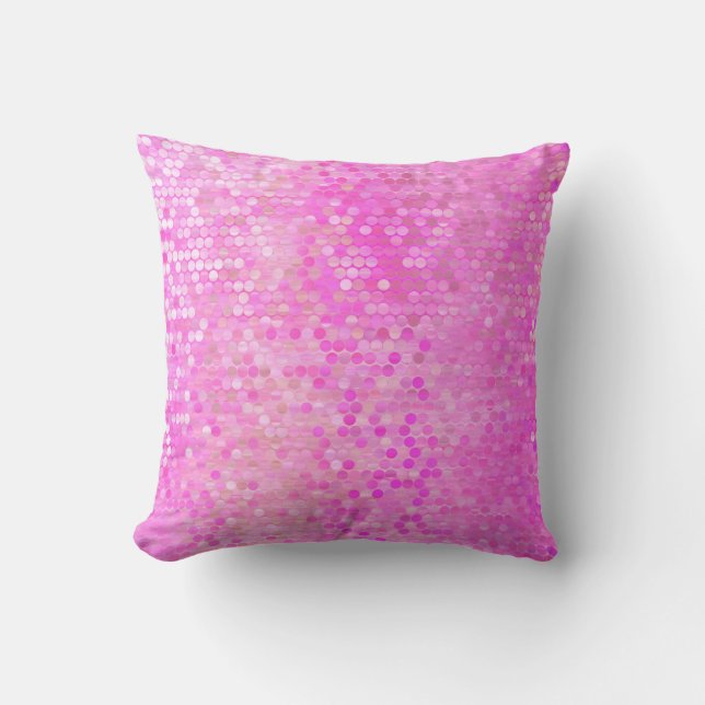 Bright abstract mosaic pink with gloss throw pillow (Front)
