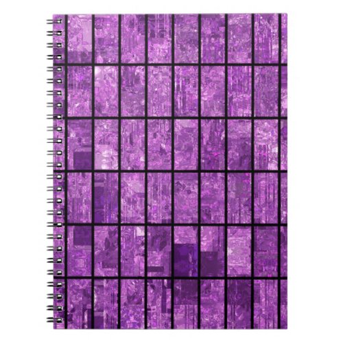 Bright abstract mosaic violet background with glos notebook