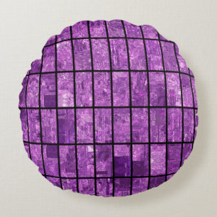Bright abstract mosaic violet background with glos round pillow