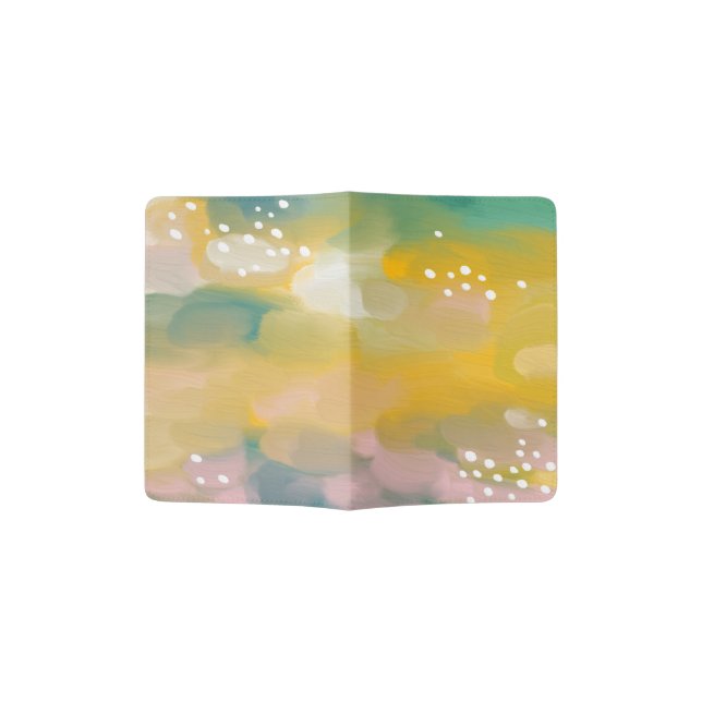 Bright abstract oil painted. Brush stroke acrylic Passport Holder (Opened)
