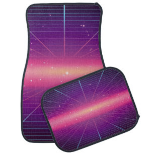Bright abstract retro background made in 80s style car floor mat