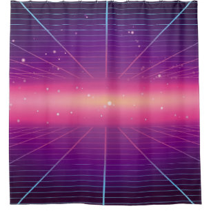 Bright abstract retro background made in 80s style shower curtain