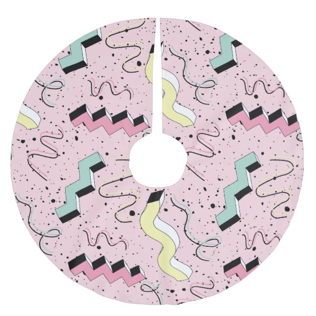 Bright abstract retro, seamless pattern. brushed polyester tree skirt (Front)