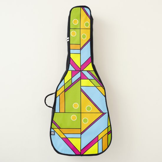 Bright abstract shapes pattern guitar case