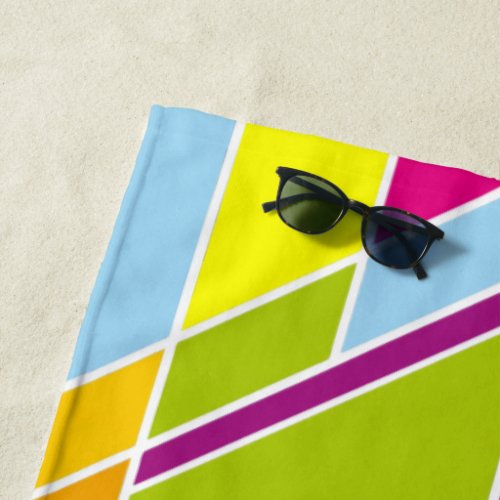 Bright Abstract Shapes Pattern x6 Beach Towel