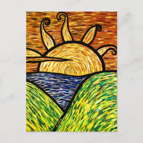 Bright Abstract Sunset Postcard