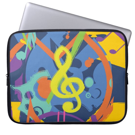 Bright Abstract Treble Clef Music Notes Computer Sleeve