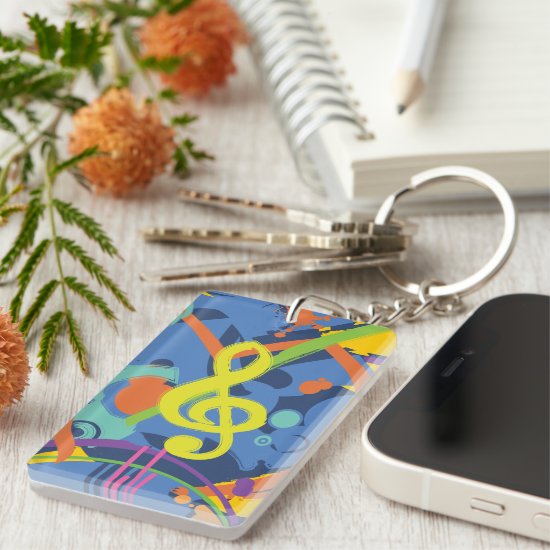 Bright Abstract Treble Clef Music Notes Keychain