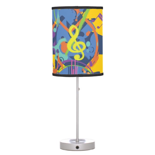 Bright Abstract Treble Clef Music Notes Table Lamp (Back)