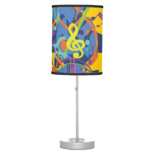 Bright Abstract Treble Clef Music Notes Table Lamp