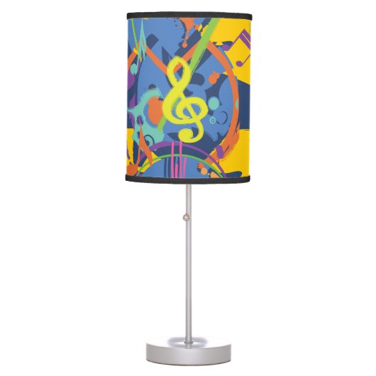 Bright Abstract Treble Clef Music Notes Table Lamp (Front)