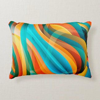 Bright abstract waves accent pillow