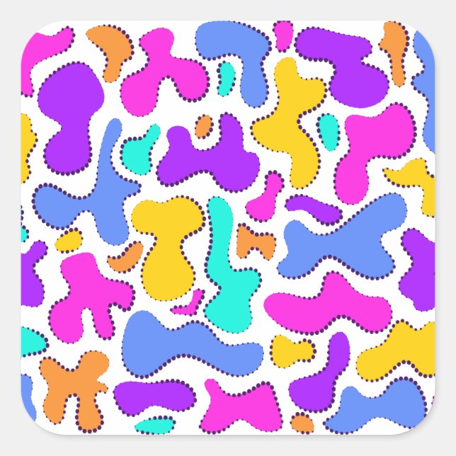 Bright acid liquid shapes square sticker (Front)