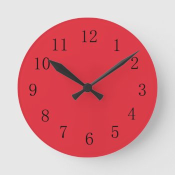 Bright Alizarin Red Kitchen Wall Clock by Red_Clocks at Zazzle
