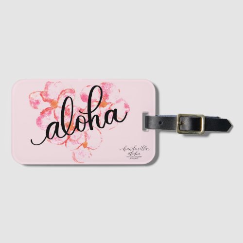 Bright Aloha Pink Plumeria Flower Luggage Tag