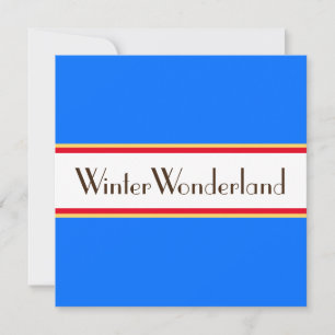 Bright Alpine Blue White Stripes Winter Wonderland Holiday Card
