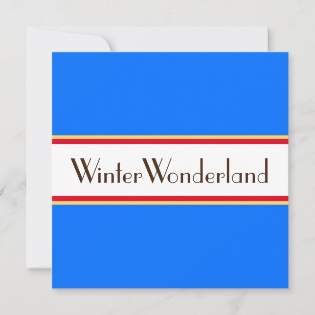 Bright Alpine Blue White Stripes Winter Wonderland Holiday Card (Front)