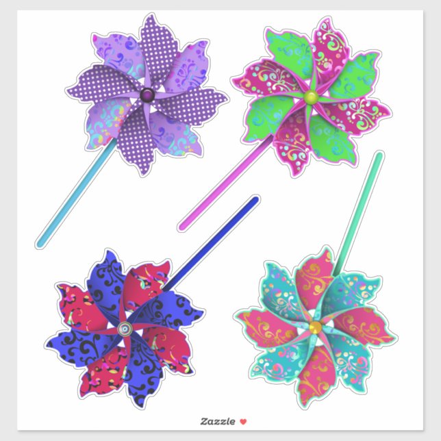 Bright and Beauiful Colorful Pinwheels Sticker (Sheet)