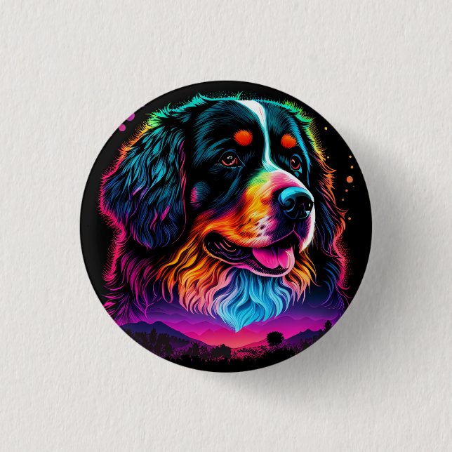 Bright and Beautiful Bernese Mountain Dog Button (Front)
