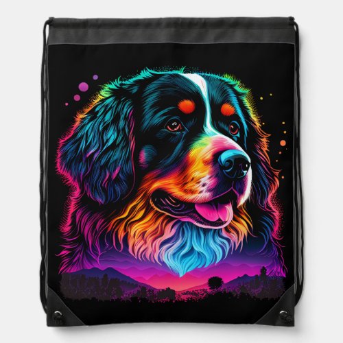 Bright and Beautiful Bernese Mountain Dog Drawstring Bag