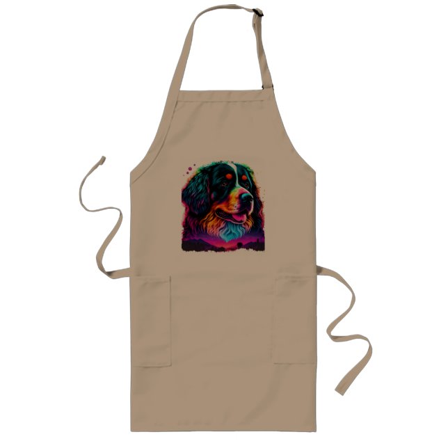 Bright and Beautiful Bernese Mountain Dog Long Apron (Front)