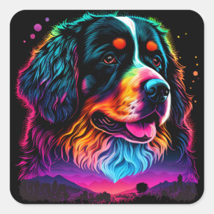 Bright and Beautiful Bernese Mountain Dog Square Sticker