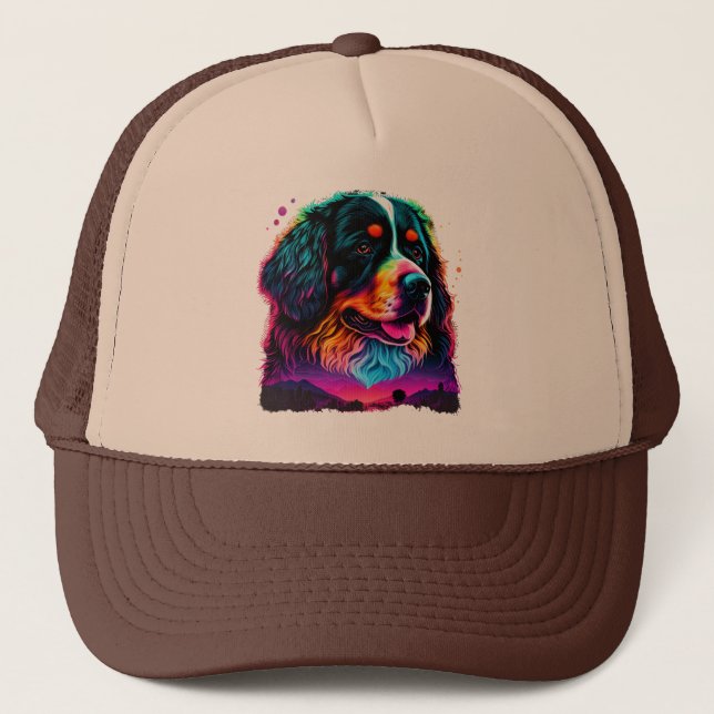 Bright and Beautiful Bernese Mountain Dog Trucker Hat (Front)