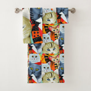 Bright and Beautiful Cats Bath Towel Set
