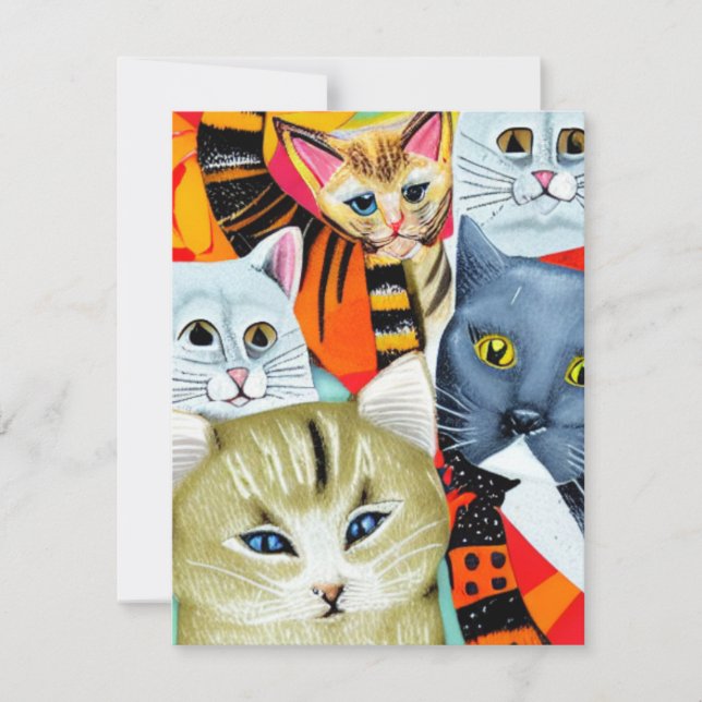 Bright and Beautiful Cats Note Card (Front)