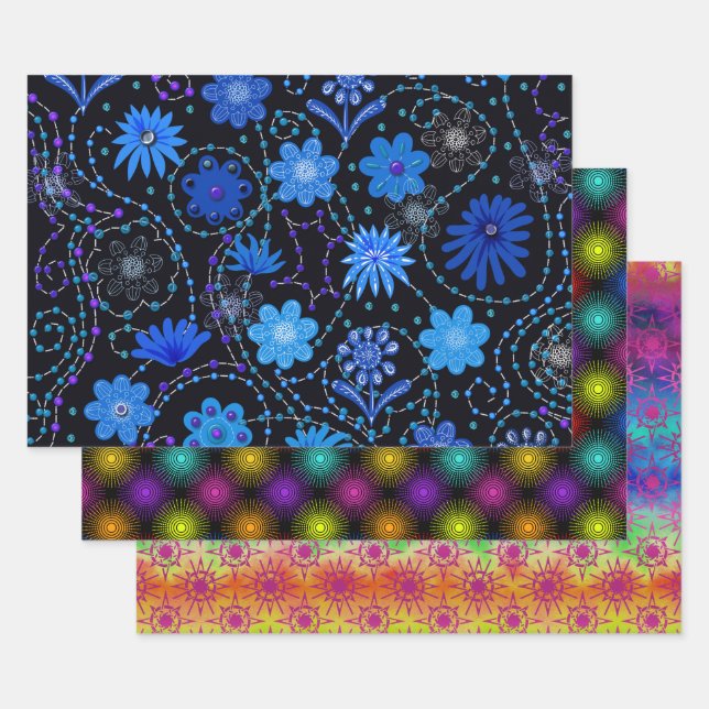 Bright and Beautiful Hippie Style Wrapping Paper Sheets (Set)