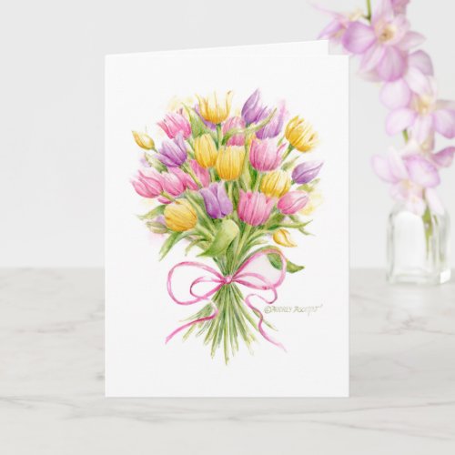 Bright and Beautiful Tulip Bouquet Birthday Card