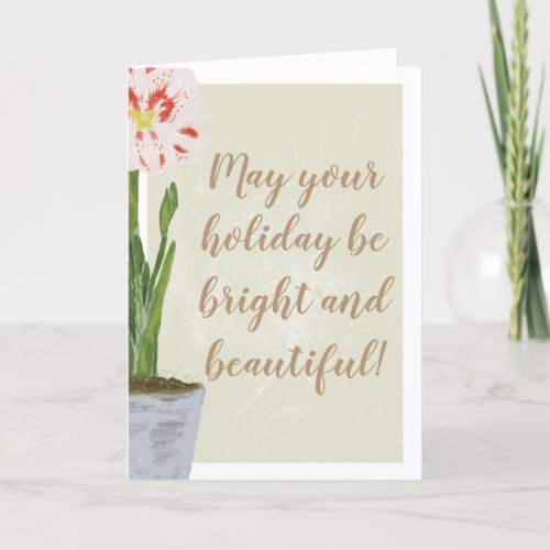 Bright and Beautiful Watercolor Amaryllis Flower Card