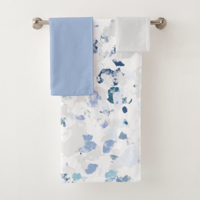 Bright and Blue and Gray and Splatter Bath Towel Set (Insitu)