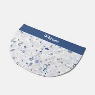 Bright and Blue Gray Splatter with Greeting Doormat