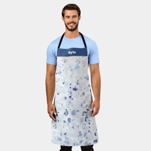 Bright and Blue Gray Splatter with Name Apron