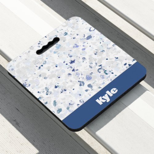 Bright and Blue Gray Splatter with Name Seat Cushion