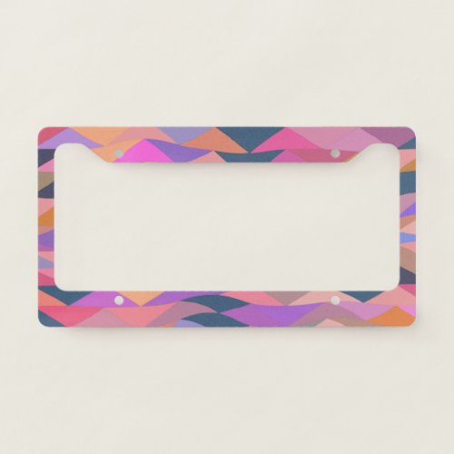 Bright and Bold Abstract Triangles in Vivid Color  License Plate Frame