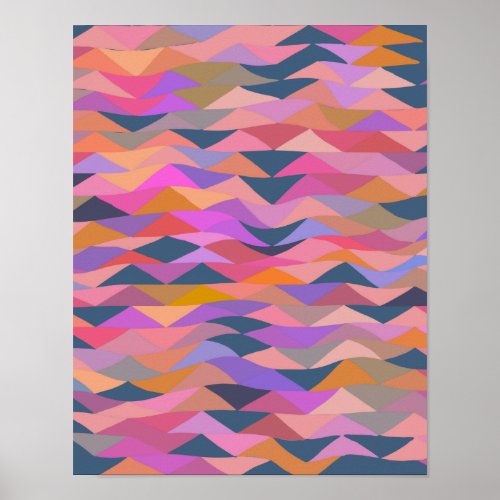 Bright and Bold Abstract Triangles in Vivid Color Poster