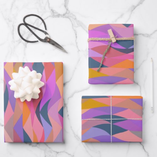 Bright and Bold Abstract Triangles in Vivid Color  Wrapping Paper Sheets