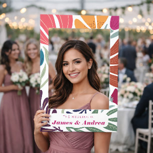Bright and Bold Boho Retro Floral Wedding Selfie Frame