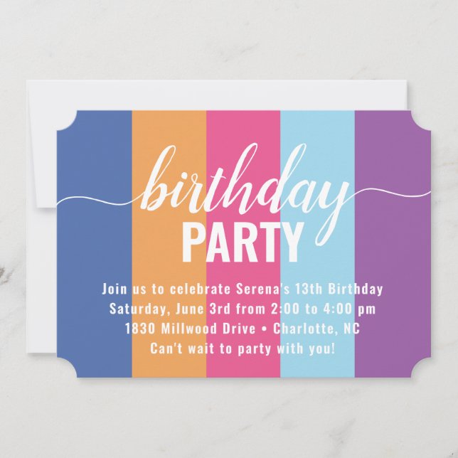 Bright and Bold Color Swatch Birthday Invitation (Front)