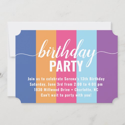 Bright and Bold Color Swatch Birthday Invitation