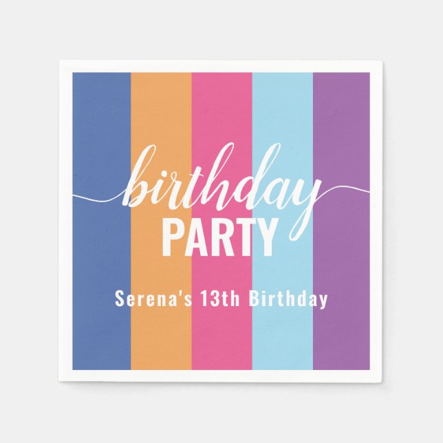 Bright and Bold Color Swatch Birthday Napkins (Front)