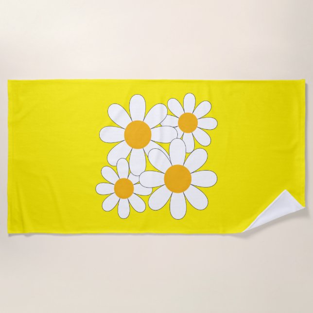 Bright and Bold Daisy Beach Towel (Front)