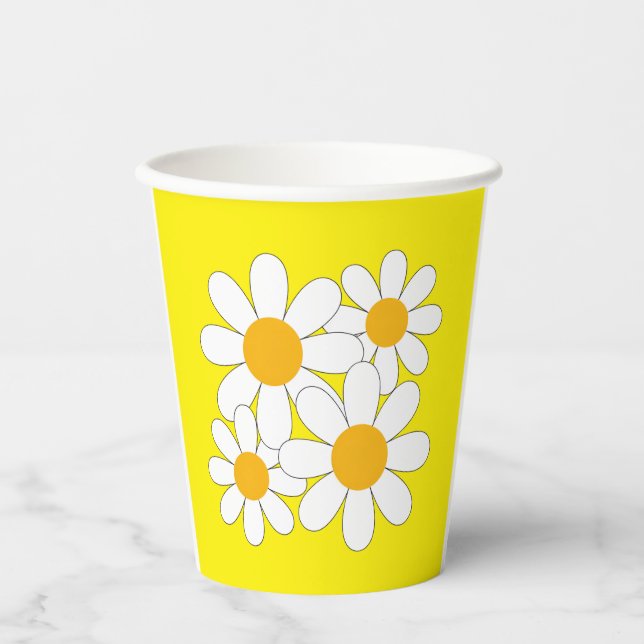 Bright and Bold Daisy Paper Cups (Front)