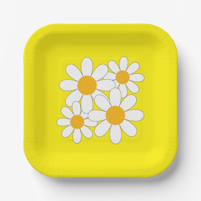 Bright and Bold Daisy Paper Plates (Front)