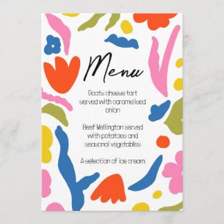 Bright and Bold Floral Abstract Colorful Menu