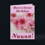 Bright and Bold Floral Birthday Card for Nanna<br><div class="desc">Beautiful pink peach blossom makes a great image for this floral birthday card for Nanna.  Text can easily be personalised as wished.</div>